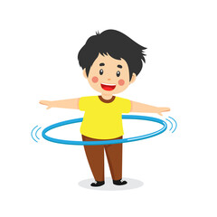 Cute Boy Playing Hula Hoop