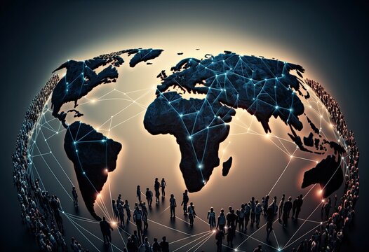 3d render of a world globe, communications and internet web3 concept generative ai illustration