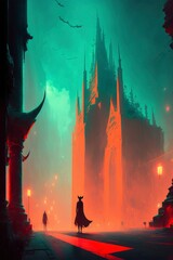 Devil's Castle, Abstract Gothic City Illustration