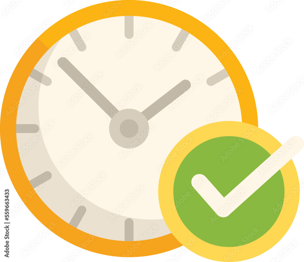 Poster approved timer icon flat vector. team go. work project isolated