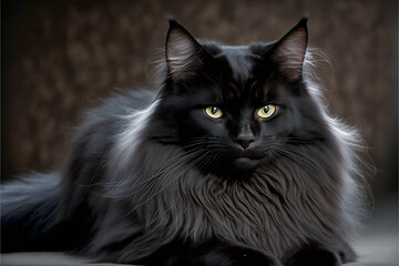 Handsome Black Cat portrait: A Regal and Playful Feline Generative AI