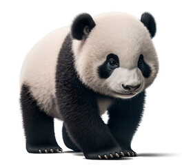 Cute panda walking, 3D illustration on isolated background
