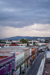 Beautiful panoramic view of the city of Puebla in Mexico.Sunset.