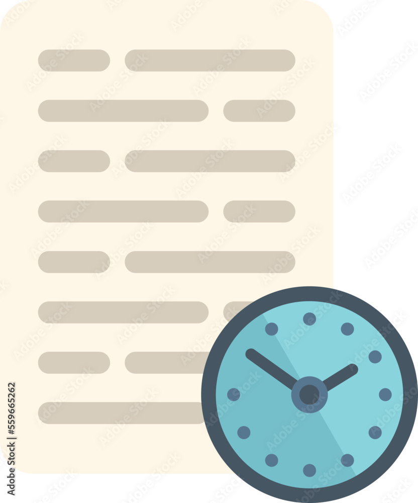 Poster paper time icon flat vector. clock project. work control isolated