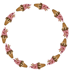 Frame with hand drawn ice cream.