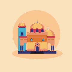 Mosque building ramadan kareem greeting islamic. Vector illustration