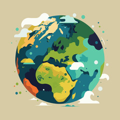 save planet earth globe Low poly design illustration, mother green nature icon