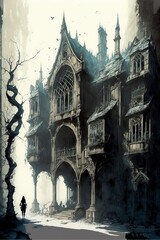 Ancient gothic mystical castle