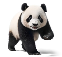 Fototapety  Adorable happy smiling panda cub, 3D illustration on isolated background