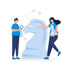 Marketing team strategy discussion illustration