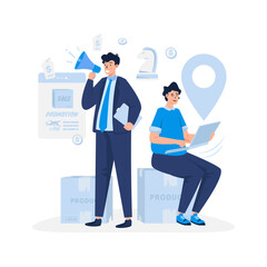 Marketing mix strategy flat illustration