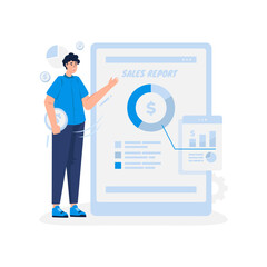 Sales income report flat illustration