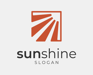 Fototapeta premium Sunshine Sun Summer Sunlight Sunbeam Shine Ray Solar Energy Square Rectangle Box Vector Logo Design