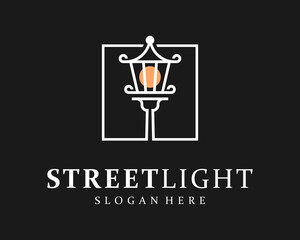 Streetlight Lamp Pole Streetlamp Lamppost Illumination Old Classic Traditional Vector Logo Design