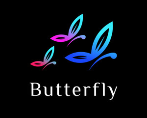 Flock Butterfly Beauty Wing Fly Beautiful Natural Elegant Luxury Bright Colorful Vector Logo Design