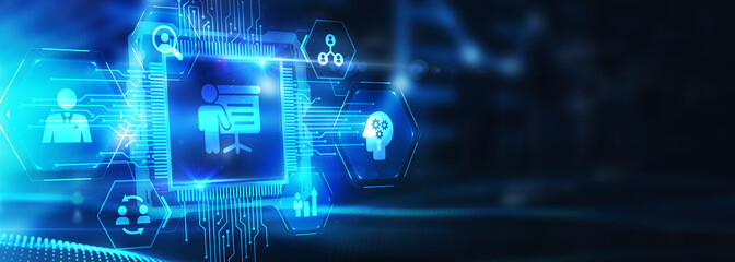 Business, Technology, Internet and network concept. Webinar e-learning. Training concept. 3d illustration