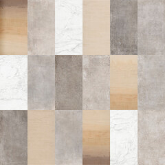 Beautiful patchwork mosaic made of several natural marbles and stones. Retro backdrop.