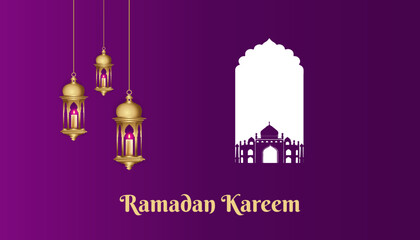 Vector beautiful ramadan kareem decorative eid mubarak banner template design
