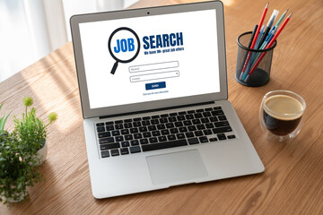 Online job search on modish website for worker to search for job opportunities on the recruitment...