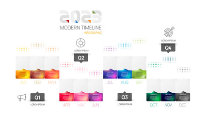 Infographic 2023 template for business. Modern  Timeline diagram calendar and 4 quarter topics, Can be used for vector infographics, flow charts, presentations, websites.