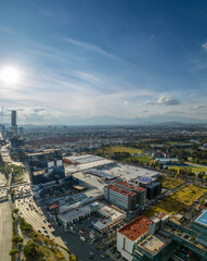 Beautiful aerial view of the city of Puebla in Mexico.