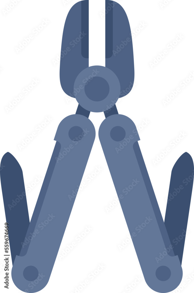 Poster scissors multitool icon flat vector. army knife. camping tool isolated