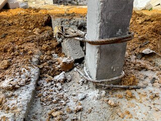 closeup of pillar on a construction site