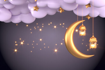 Ramadan Kareem Greeting Background Islamic 3d illustration design