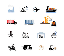 Set of global delivery icons. Vector elements. Can use for your design, interface, website, infographic and etc. Prepared for use in any size on different devices. EPS10.