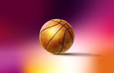 basketball illustration against the abstract pink and orange background  