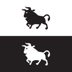 Bull animal vector logo design . icon logo . silhouette logo 