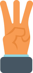 Three finger icon flat vector. Hold ok. Gesture hand isolated