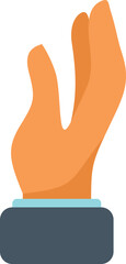 Give arm icon flat vector. Pose sign. Hand palm isolated
