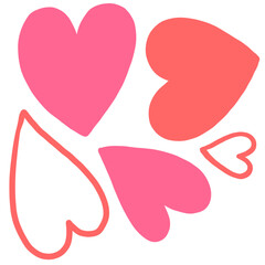 Paint brusn cartoon cute hearts clipart.