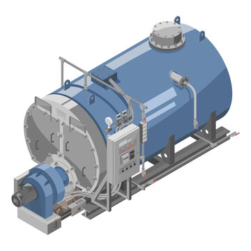 Industrial Boiler Factory Hot Danger Machine isometric machinery concept cartoon vector isolated illustration