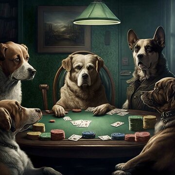Gambling Dogs in a room