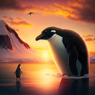 Mama and Baby Penguin