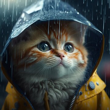 Lost kitten in the rain