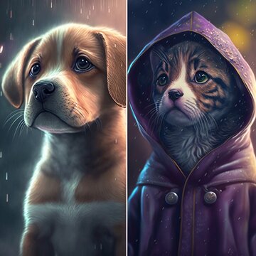 One Guilty Puppy and Kitten