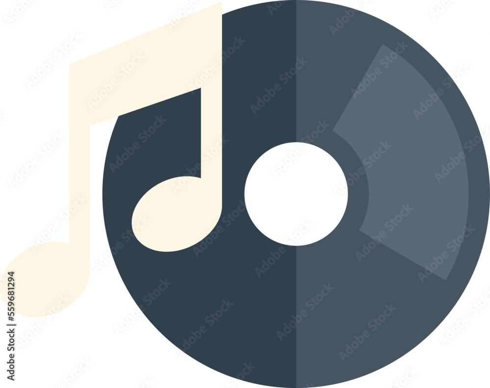 Poster music icon flat vector. web interface. sync photo isolated