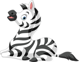 Naklejka na ściany i meble Cartoon cute baby zebra sitting