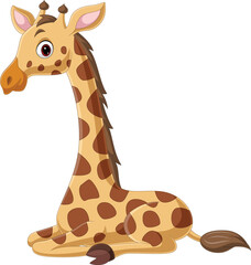 Cartoon funny little giraffe sitting © tigatelu