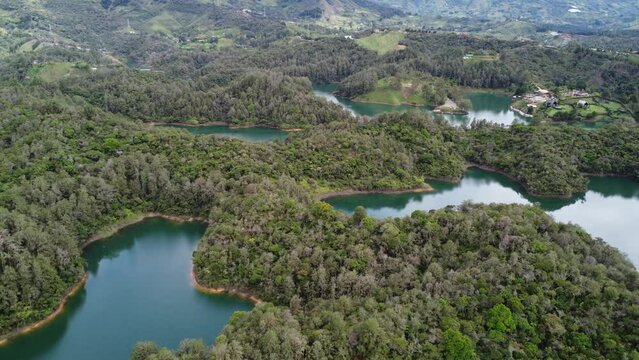 View of the forest background from the Drone, Guatape, Colombia
