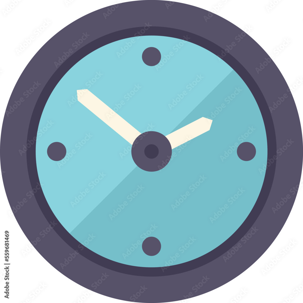 Poster wall clock icon flat vector. web button. interface data isolated