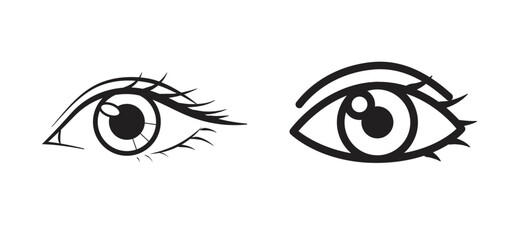 Woman eye with lashes icon set
