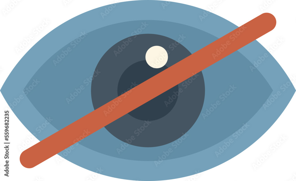 Poster no eye icon flat vector. web contact. app interface isolated