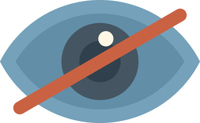 No eye icon flat vector. Web contact. App interface isolated