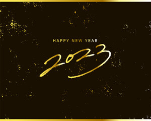 2023 HAPPY NEW YEAR　輝く黄金のベクターアイキャッチ画像