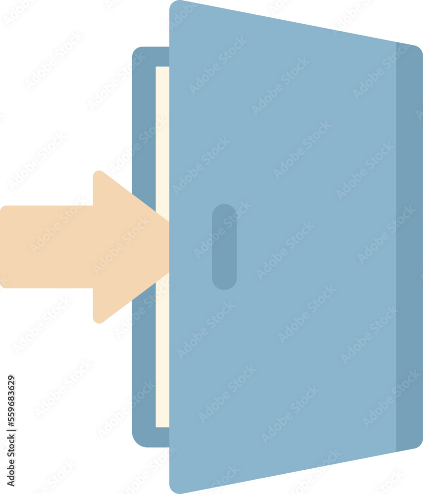 Poster open door icon flat vector. computer interface. user internet isolated