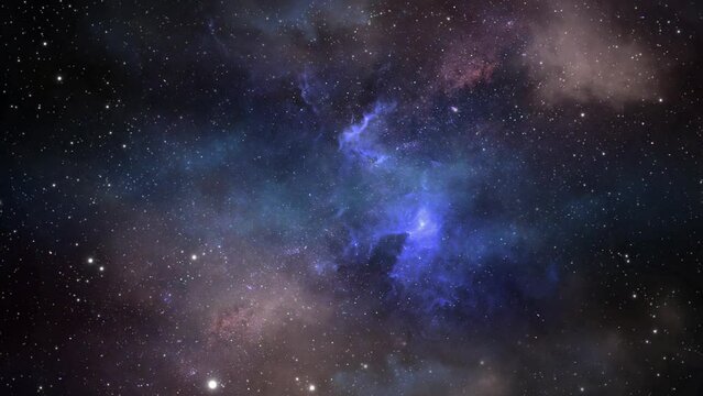 blue nebula moving in space, background fantasy
